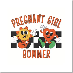 Pregnant Girl Summer, Mom to Be Baby Announcement Posters and Art